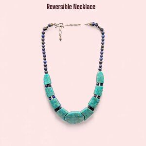 Reversible Necklace Cobalt Blue Turquoise Stone Look 18”